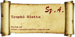 Szopkó Aletta névjegykártya